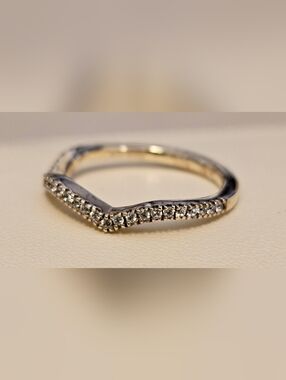 NOAM CARVER 925 Sterling Silver Rolled White Gold Plated CZ Stacker Ring SZ 6